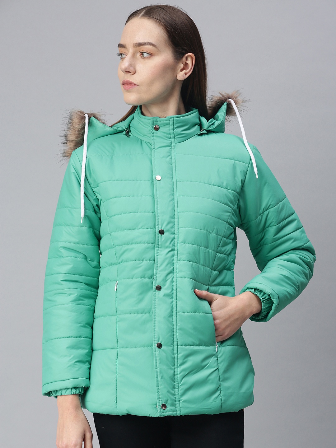 

VOXATI Women Green Parka Jacket