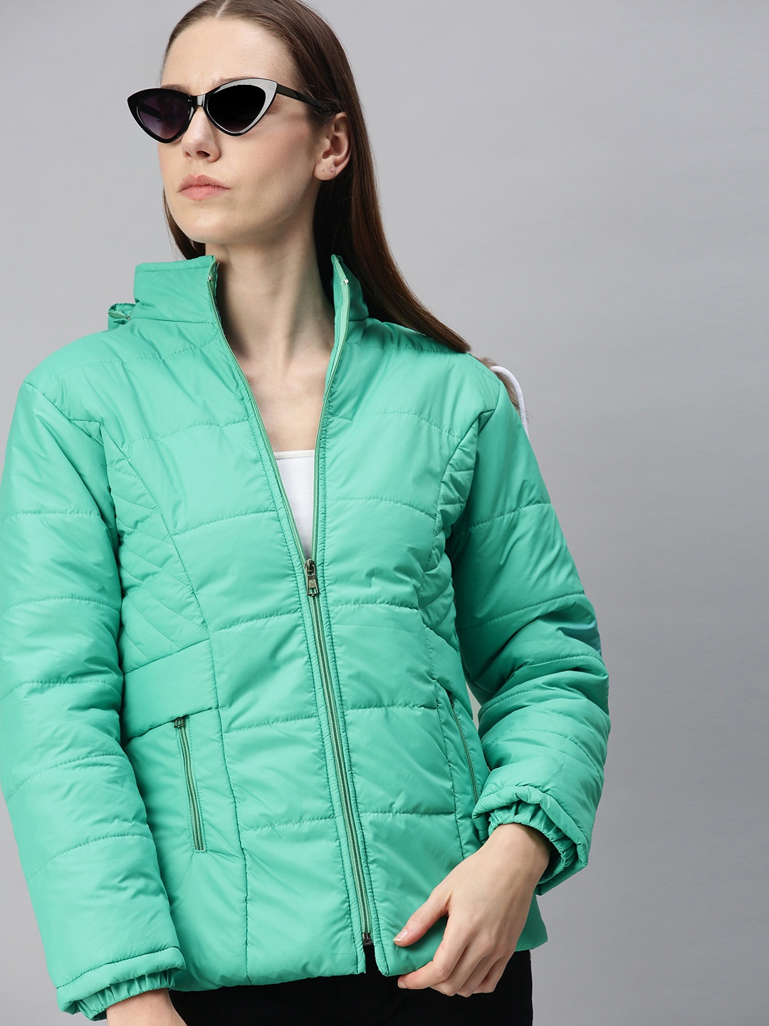 

VOXATI Women Sea Green Padded Jacket