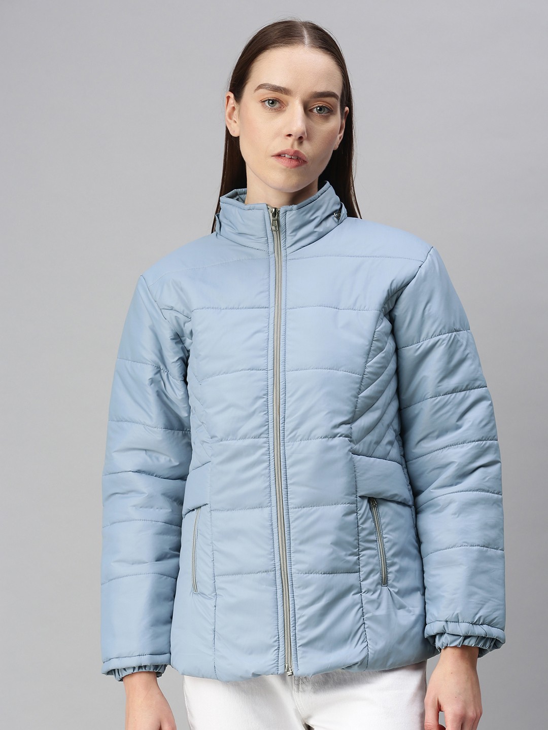 

VOXATI Women Blue Padded Jacket
