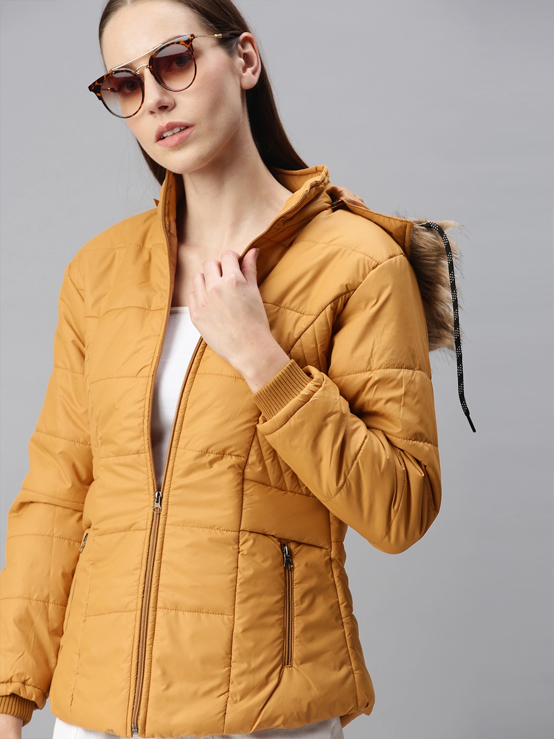 

VOXATI Women Mustard Padded Jacket
