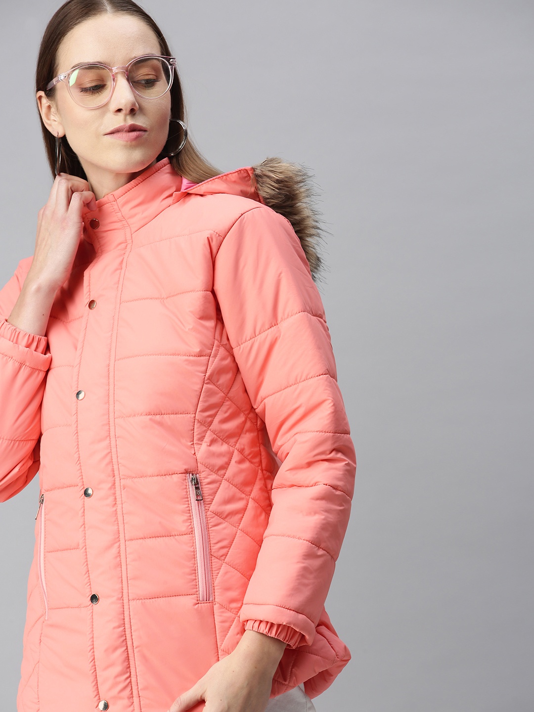 

VOXATI Women Pink Parka Jacket
