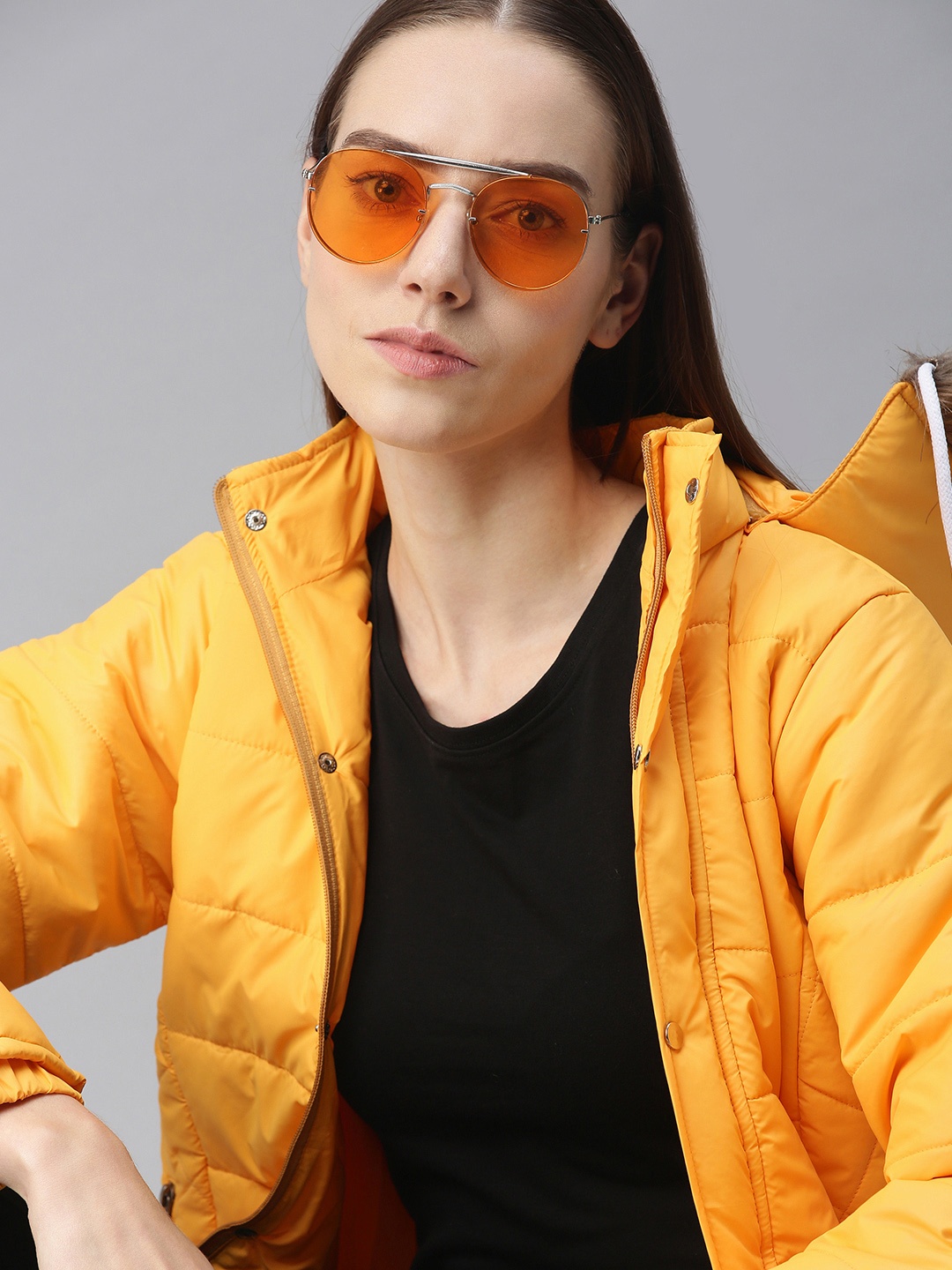 

VOXATI Women Yellow Padded Jacket