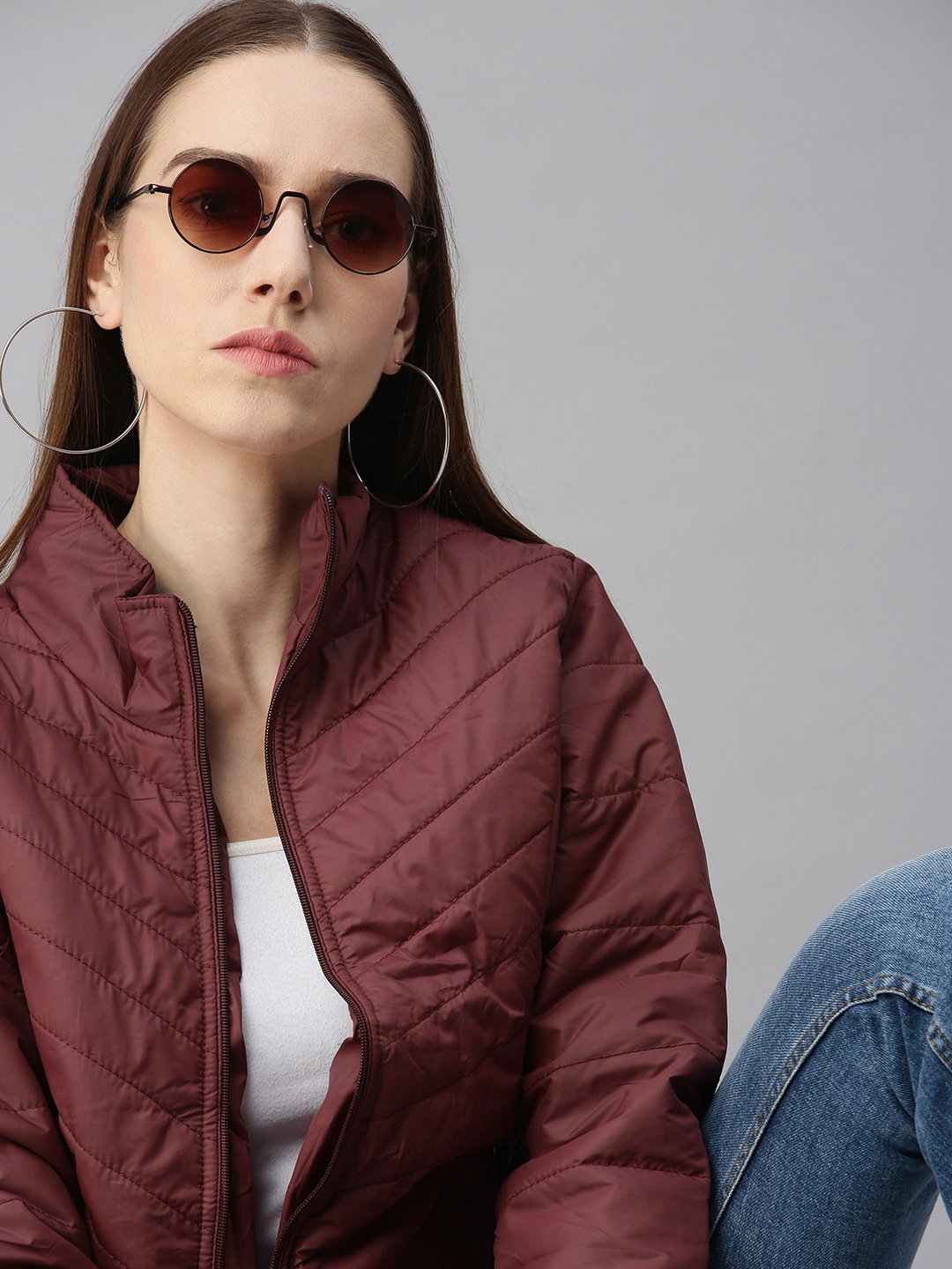 

VOXATI Women Maroon Open Front Jacket