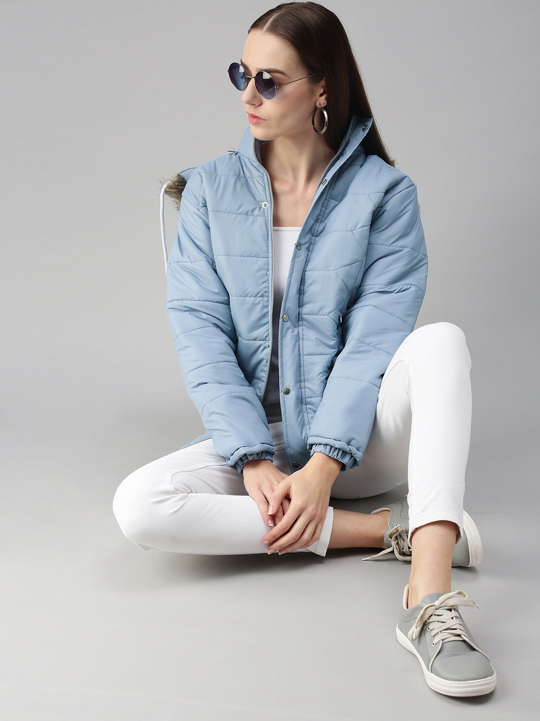 

VOXATI Women Blue Padded Jacket