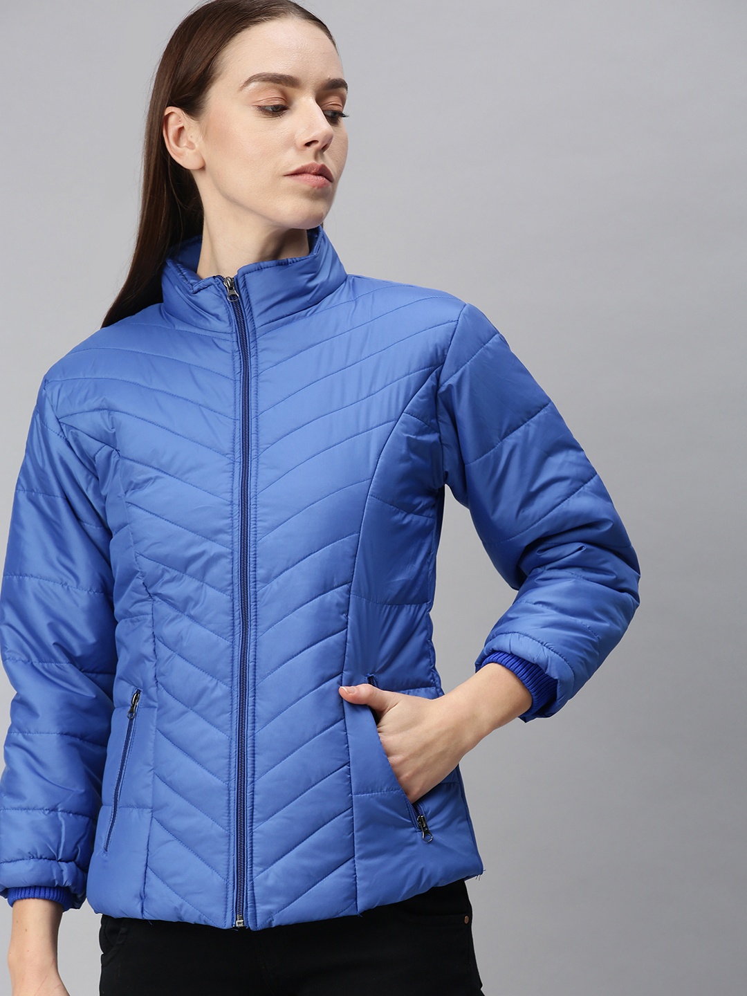 

VOXATI Women Blue Padded Jacket