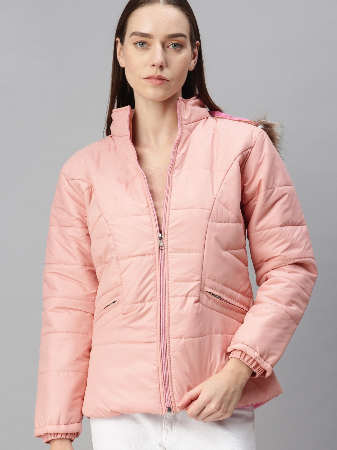 

VOXATI Women Pink Open Front Jacket