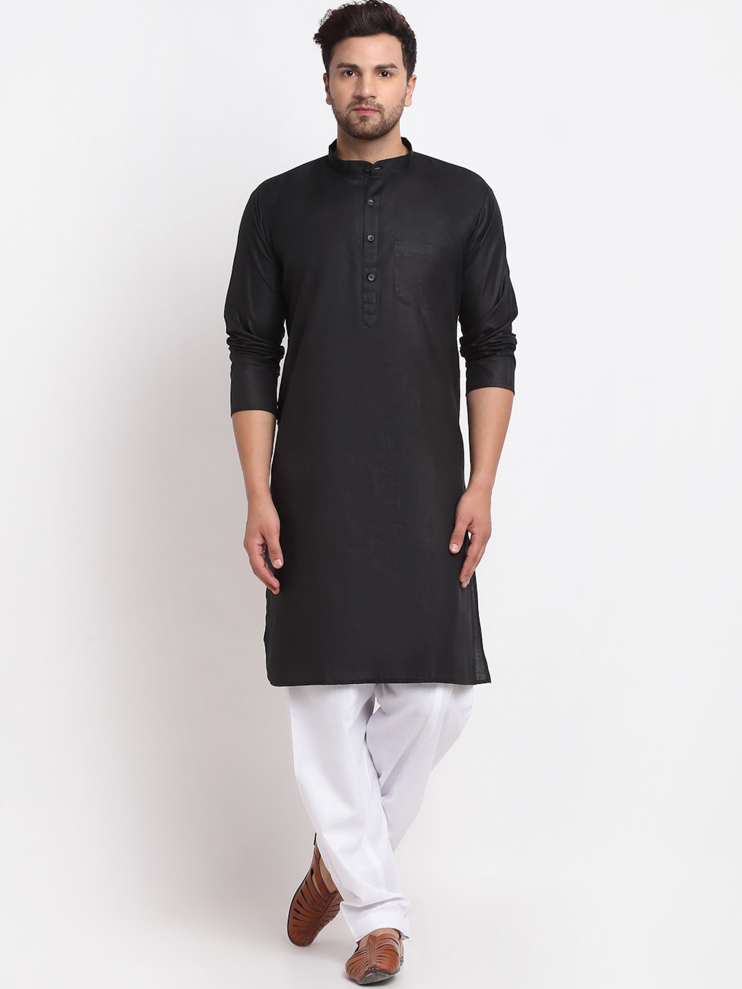 

Benstoke Men Black & White Regular Kurta with Salwar
