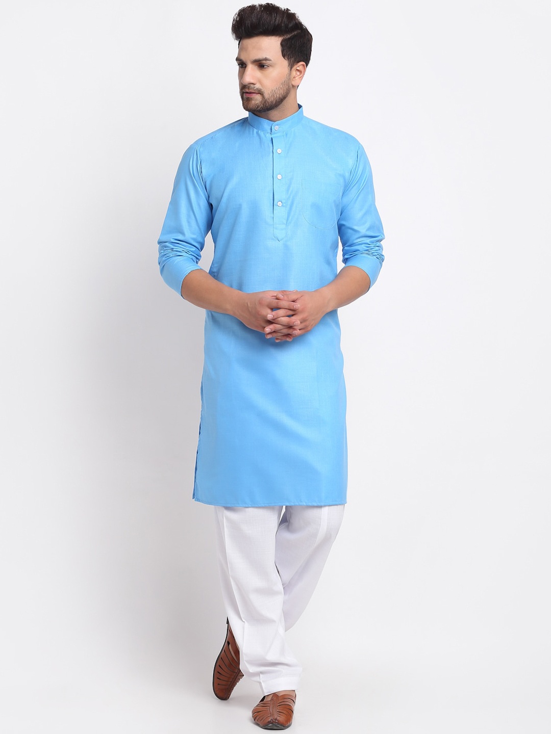 

Benstoke Men Blue Regular Kurta with Pyjamas