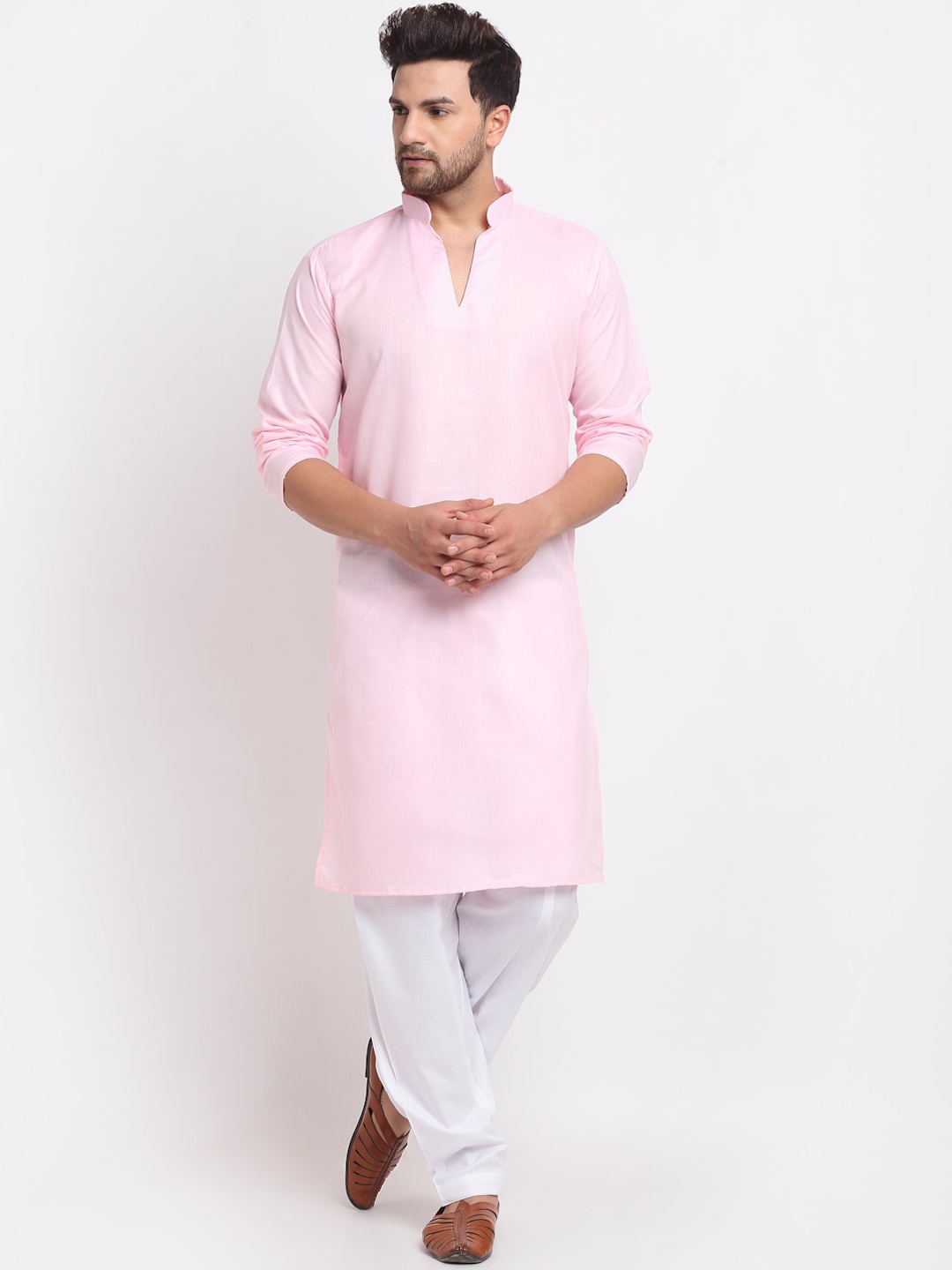 

Benstoke Men Pink Regular Kurta with Salwar