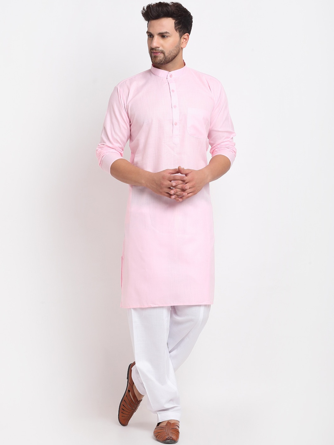 

Benstoke Men Pink Regular Kurta with Pyjamas