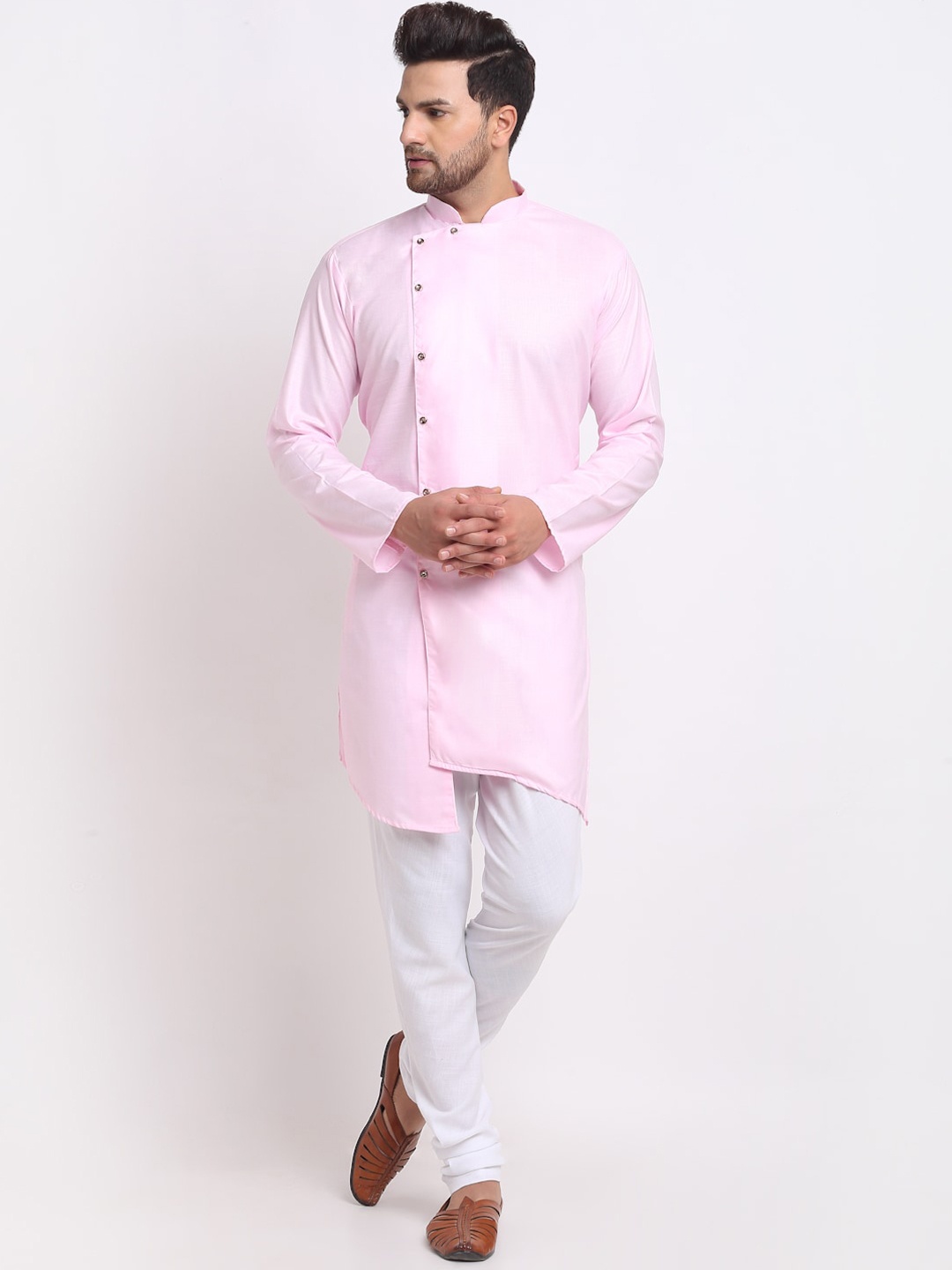 

Benstoke Men Pink Regular Kurta with Pyjamas