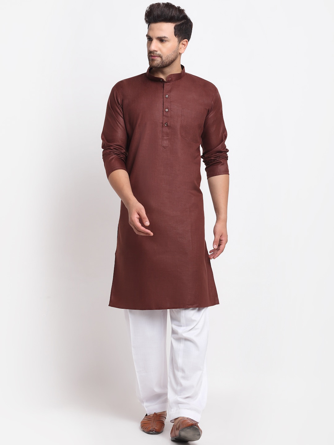 

Benstoke Men Brown Regular Kurta with Pyjamas