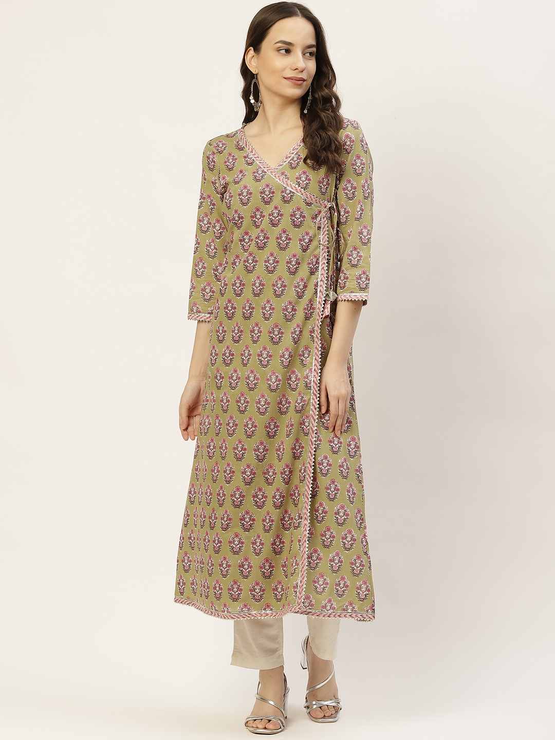 

FABRIC FITOOR Women Green Printed Kurta