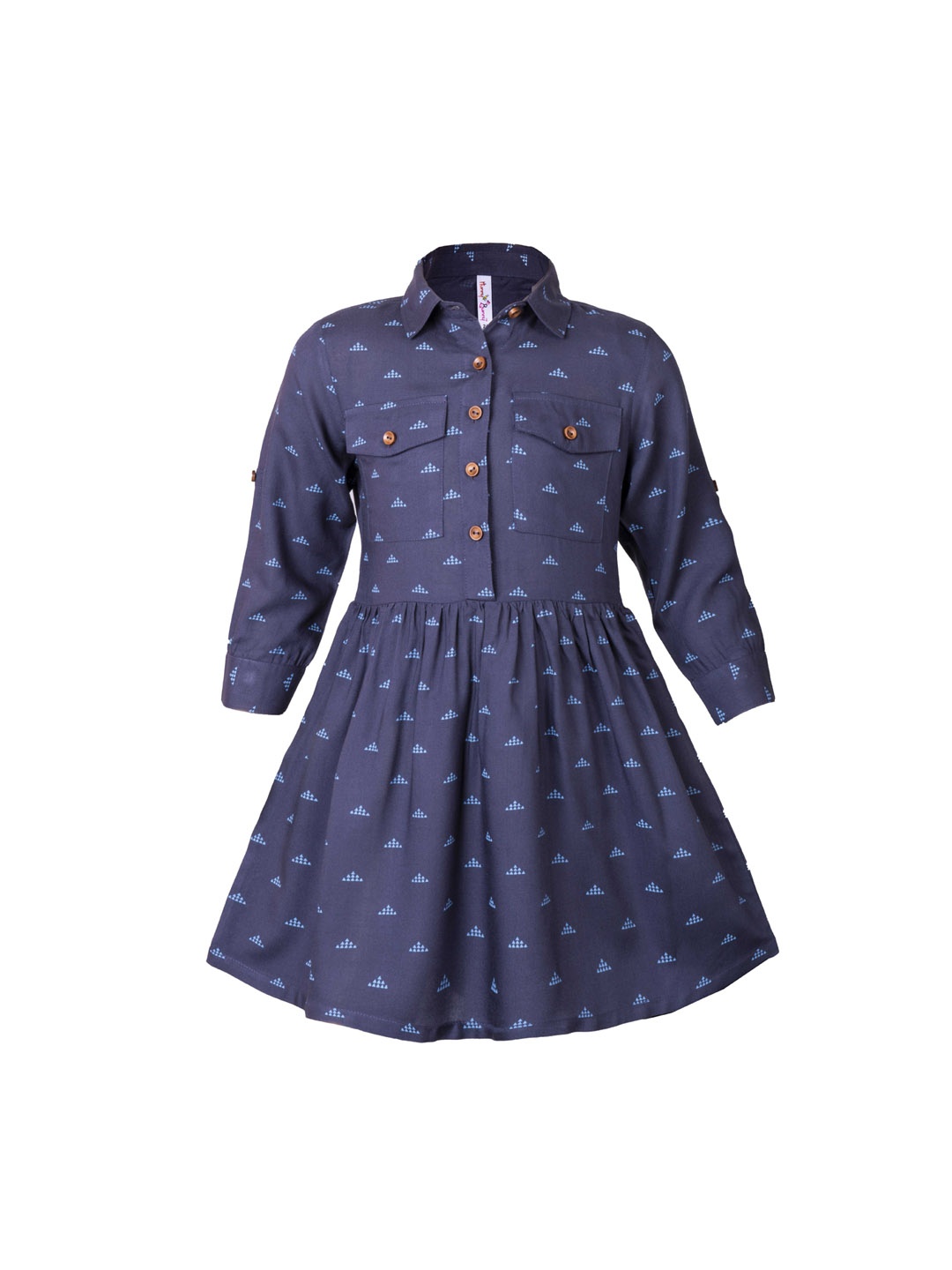 

Hunny Bunny Girls Grey Printed cotton shirt dress