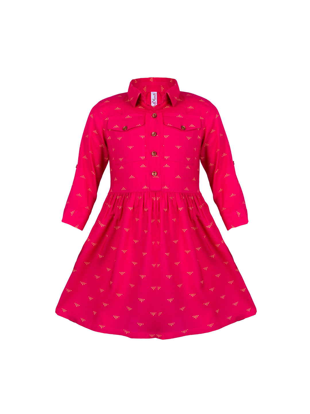 

Hunny Bunny Pink Printed Cotton Shirt Style Dress