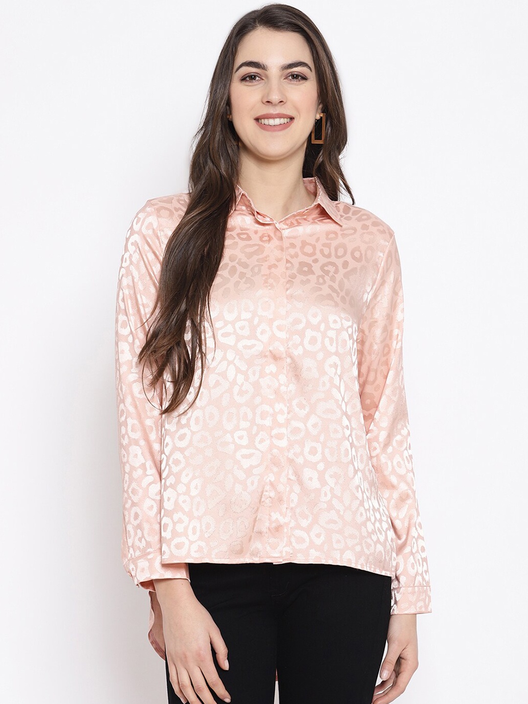 

iki chic Peach-Coloured Shirt Style Top