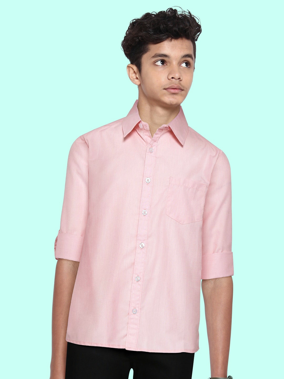 

YK Boys Pink Solid Cotton Casual Shirt