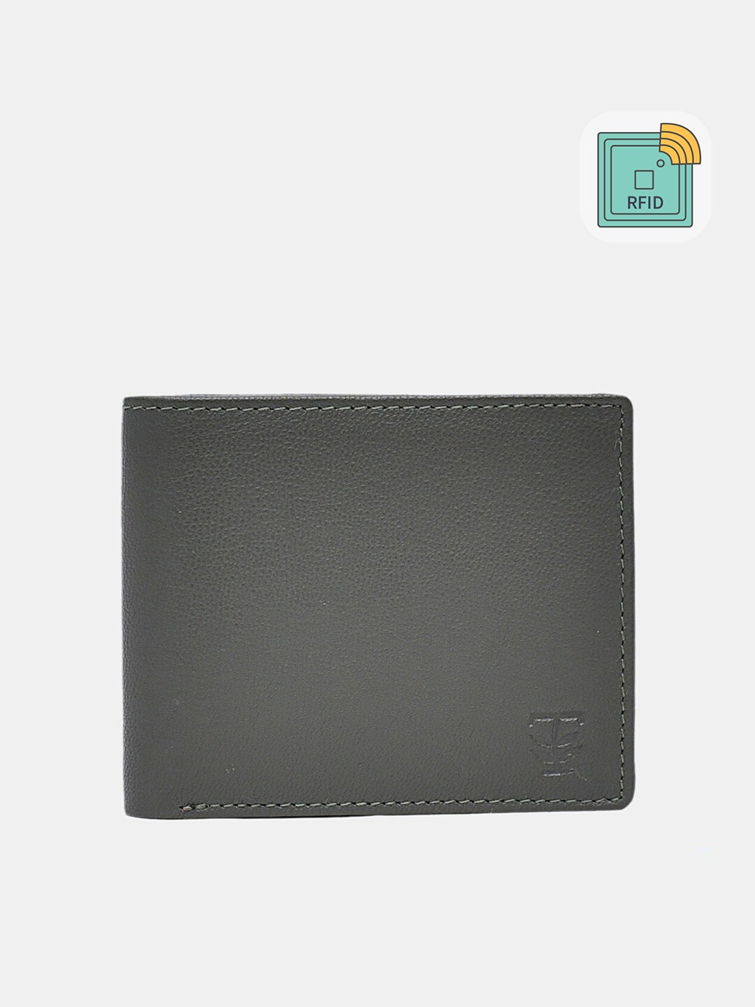 

TRENDERS Men Olive Solid Leather Two-Fold Wallet