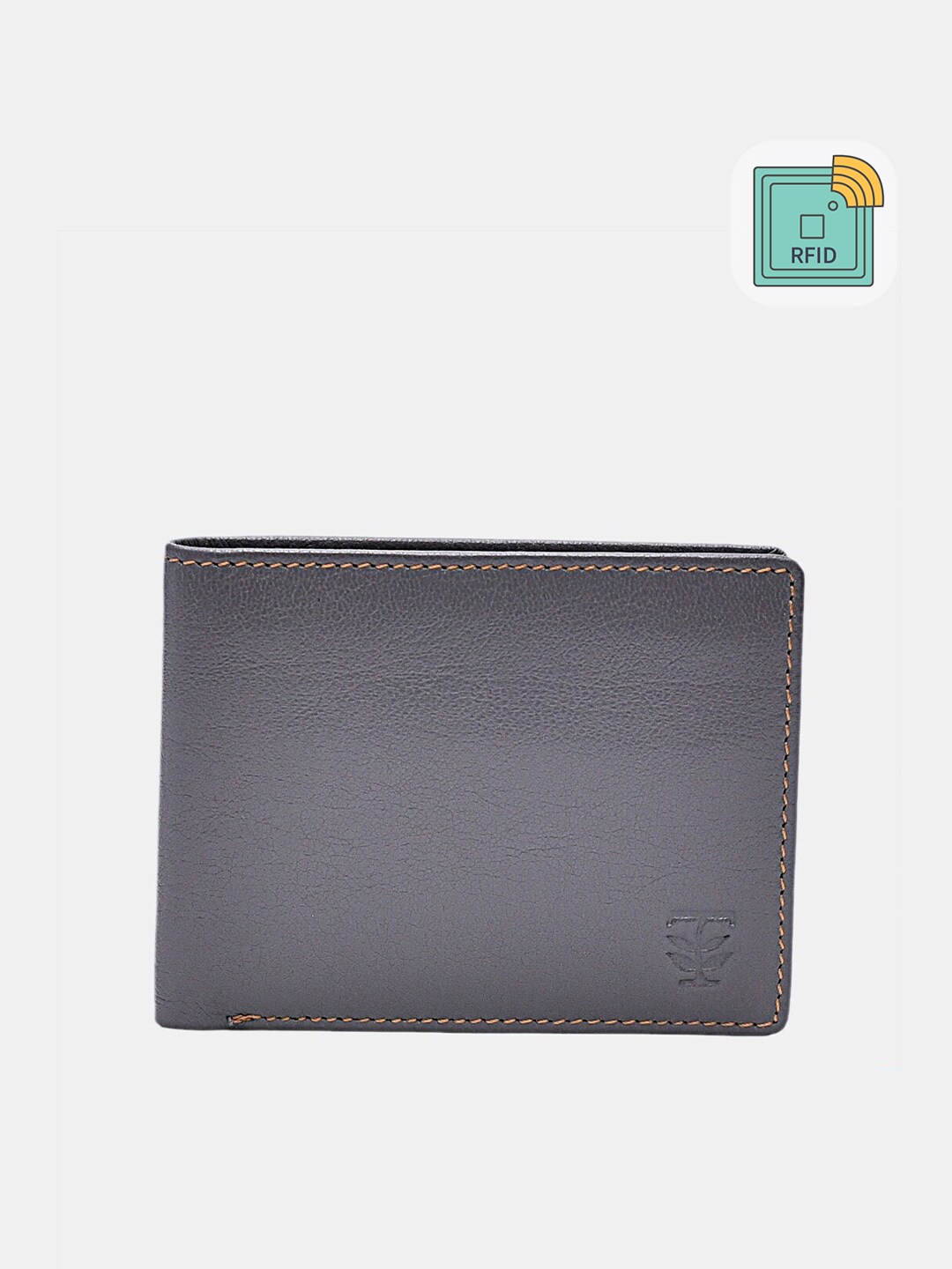 

TRENDERS Men Grey Leather Two Fold Wallet