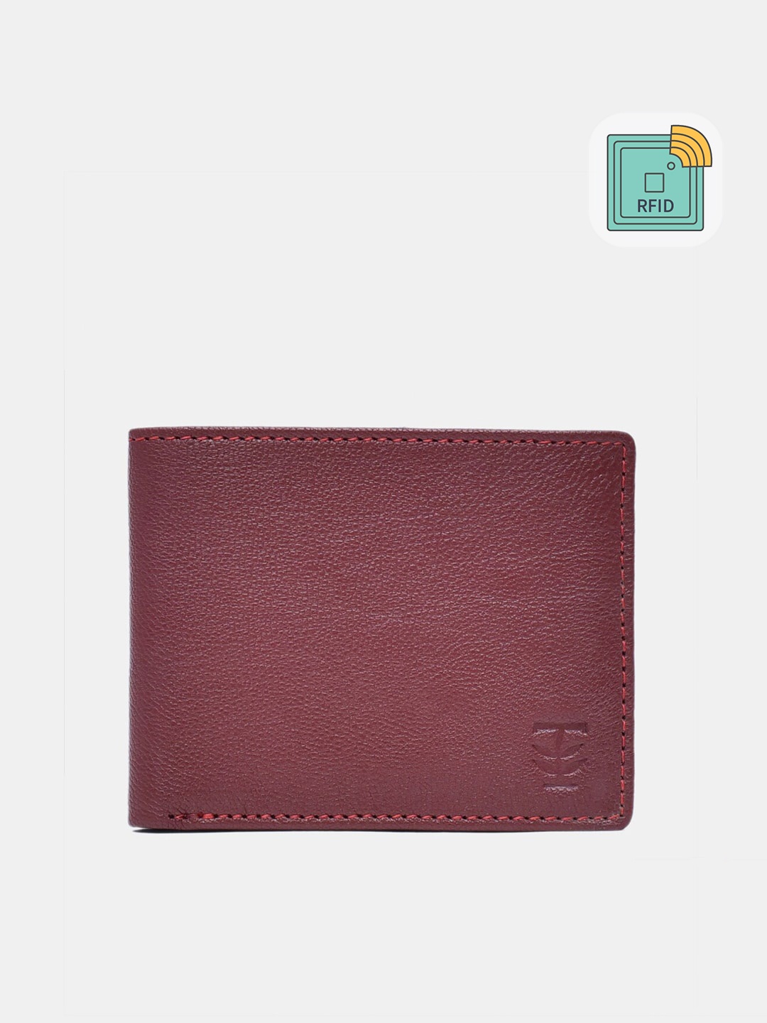 

TRENDERS Men Maroon & Brown Textured Leather Two Fold Wallet