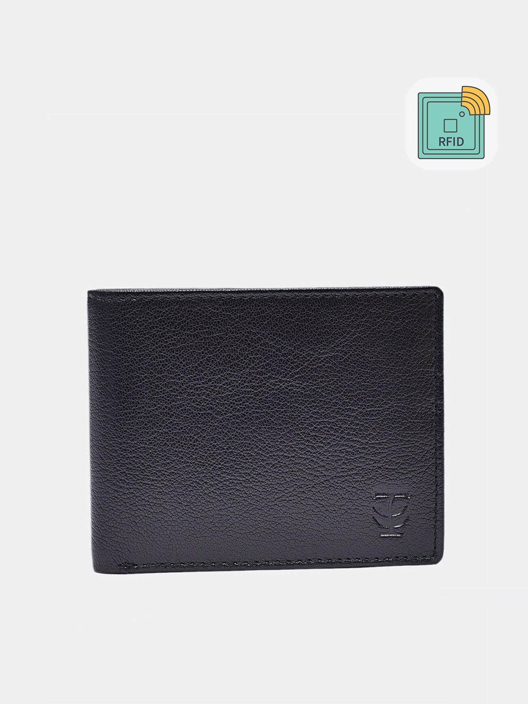 

TRENDERS Men Black Textured Leather Two Fold Wallet