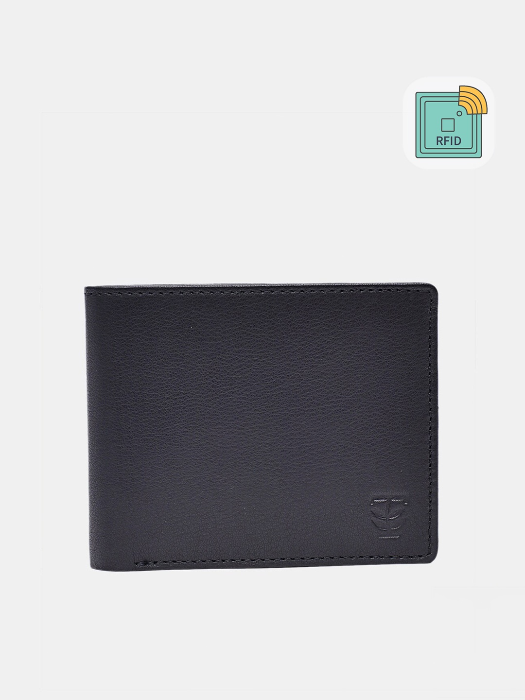 

TRENDERS Men Black Textured Leather Two Fold Wallet