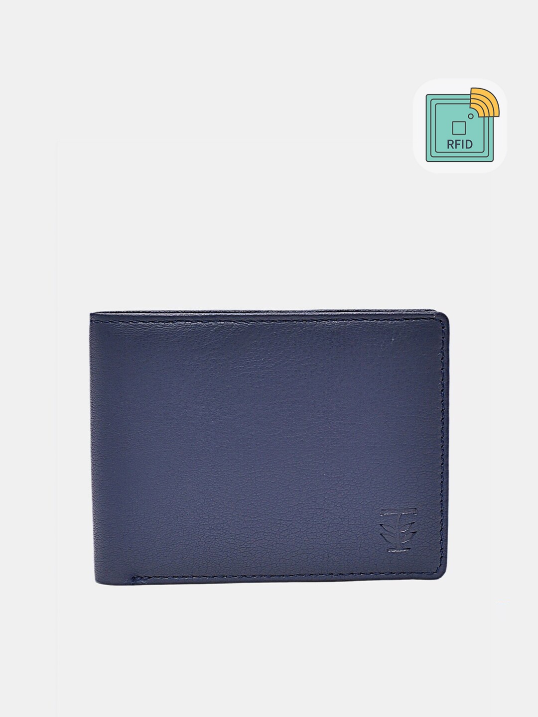 

TRENDERS Men Navy Blue Textured Leather Two Fold Wallet