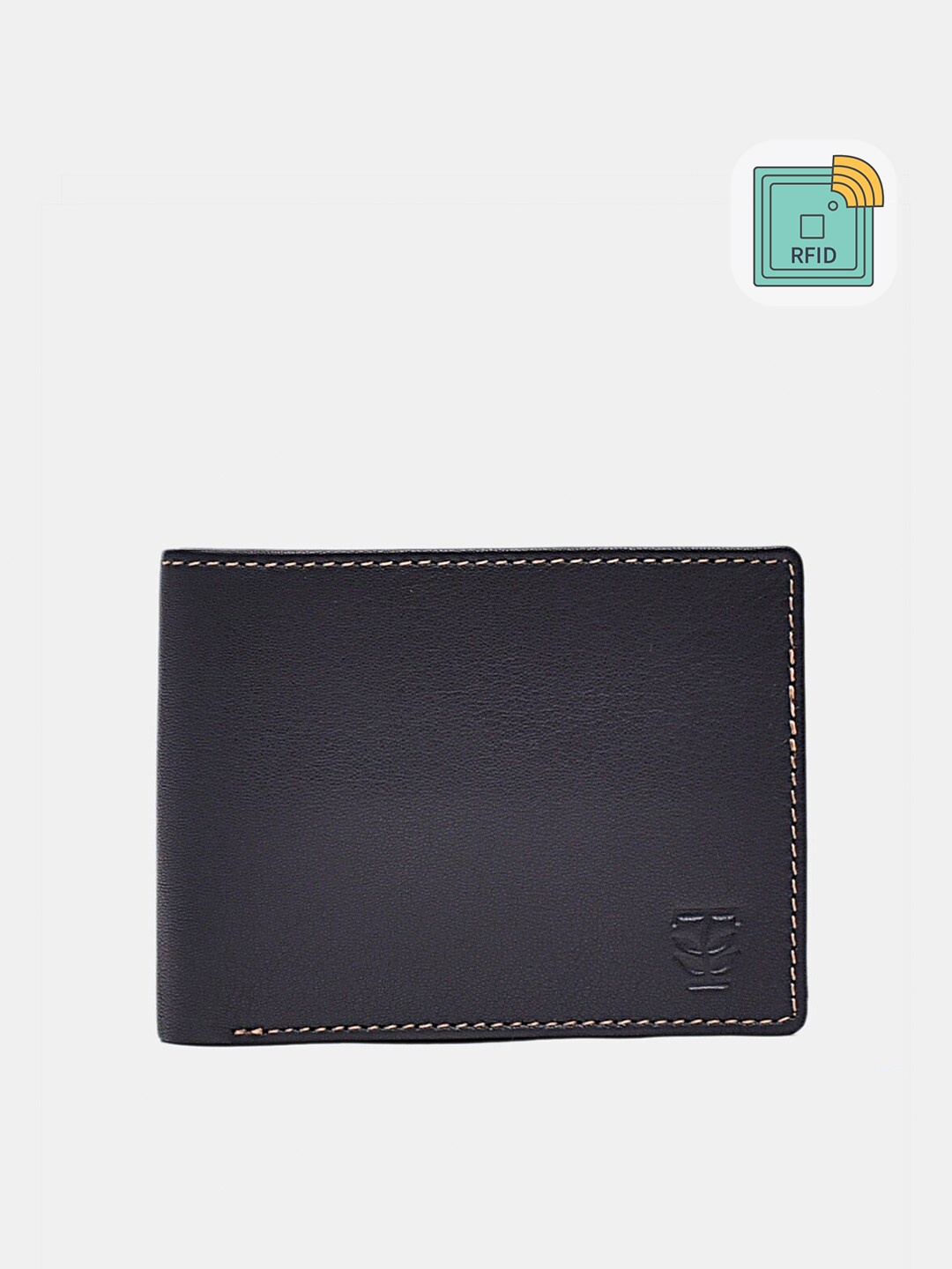 

TRENDERS Men Black & Tan Textured Leather Two Fold Wallet