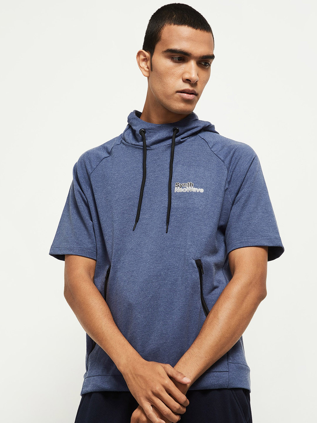 

max Men Blue Hooded Sweatshirt