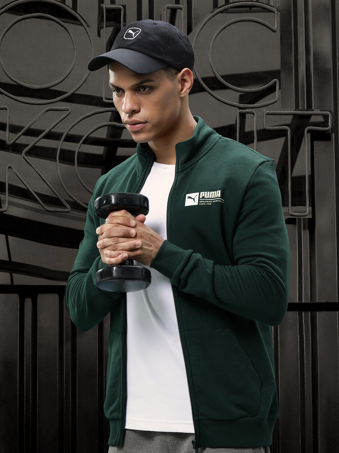 

Puma Men Graphic VI Knitted Slim Fit Sporty Track Jacket, Green