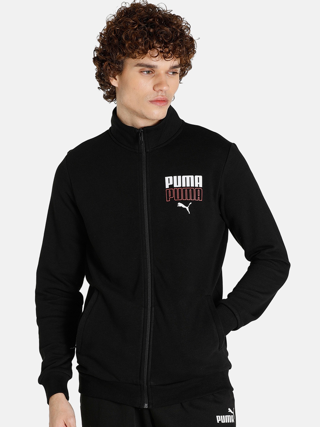 

Puma Men Slim Fit Brand Logo VIII Cotton Tailored Track Jacket, Black