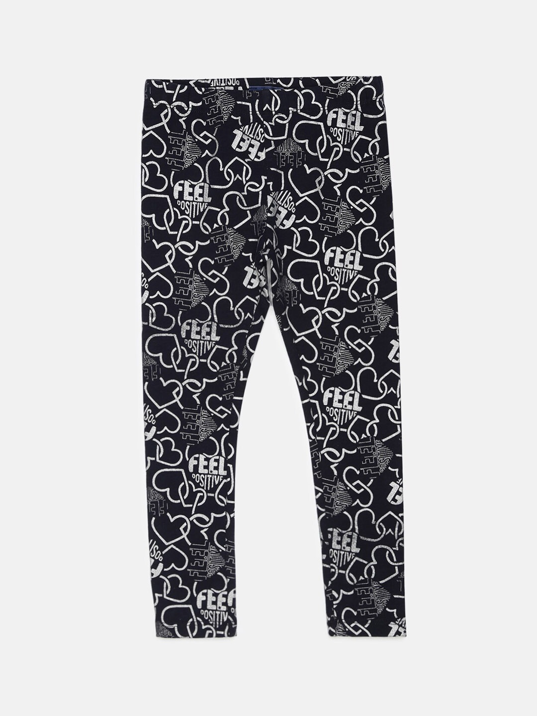 

Chicco Girls Navy Blue & Silver Printed Floral Leggings