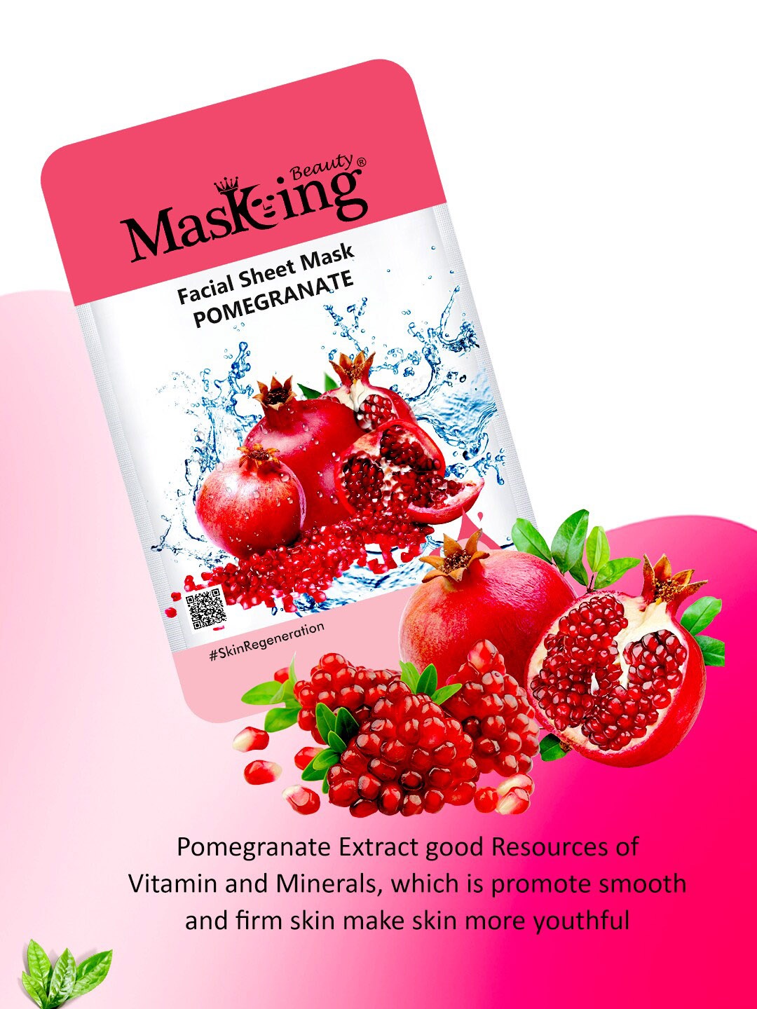 

MasKing Set of 5 Beauty Pomegranate Facial Sheet Mask 100ml, Red