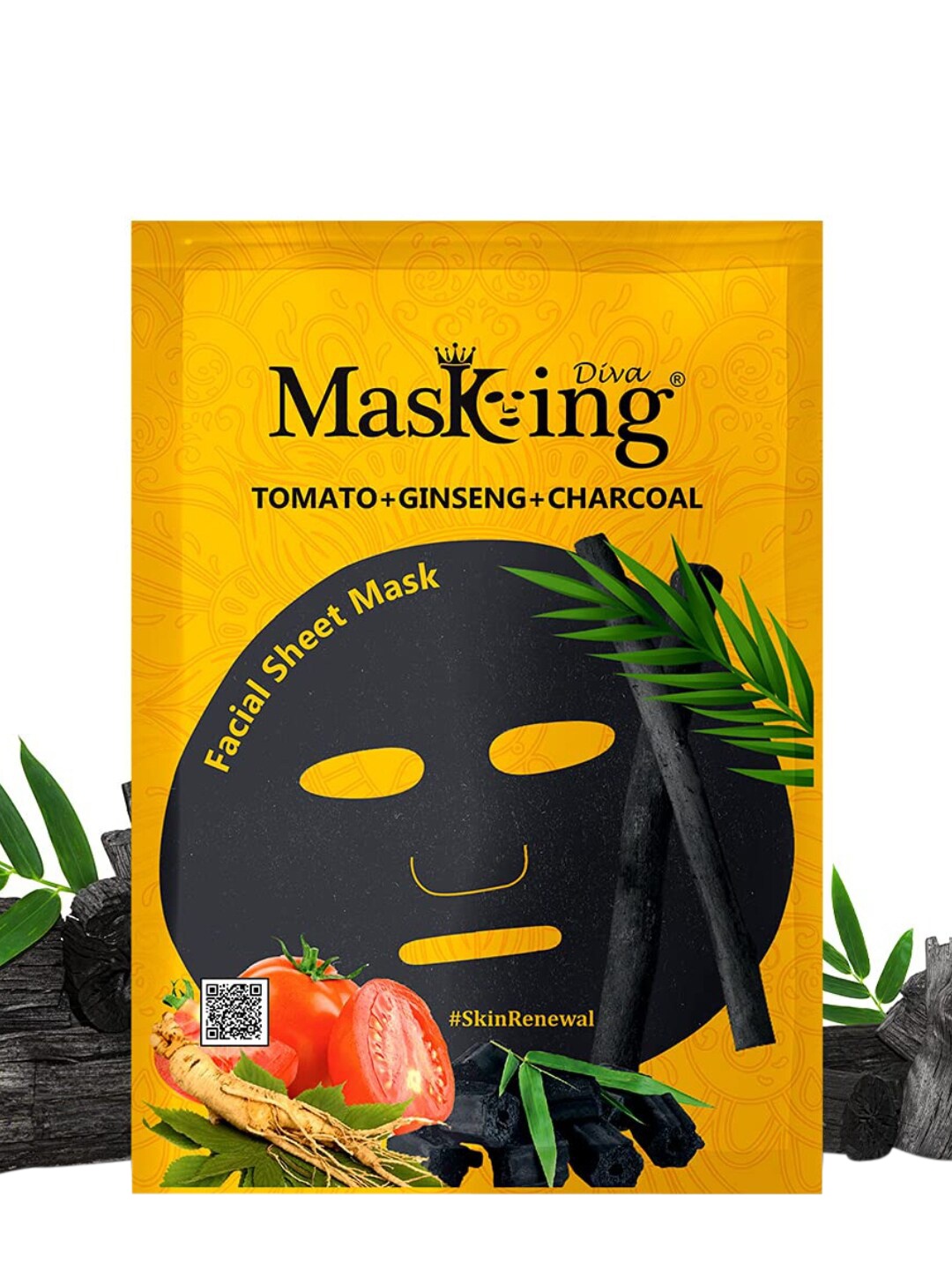 

MasKing Pack of 4 Diva Tomato, Ginseng & Charcoal Facial Sheet Mask 100ml, Multi
