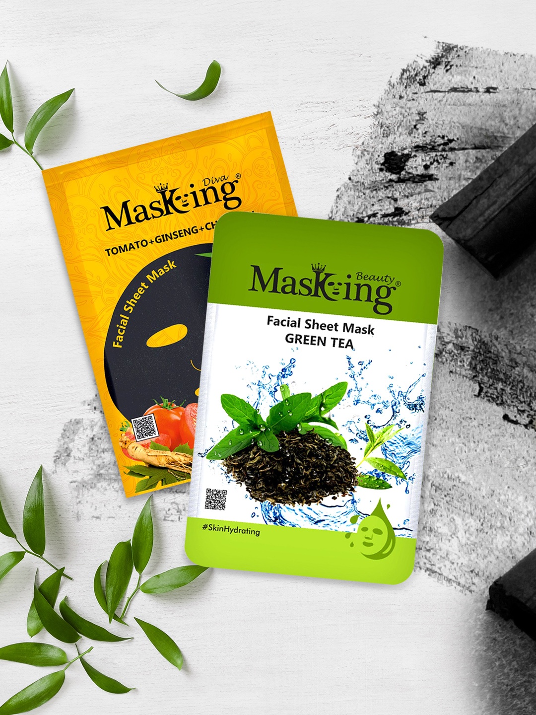 

MasKing Set of 2 Beauty & Diva Charcoal Combo Facial sheet Mask 45ml, Multi