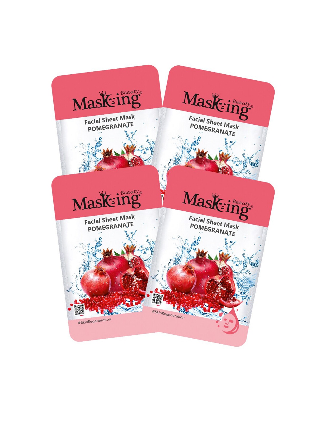 

MasKing Women Pack of 4 Pomegranate Facial Sheet Mask, Red
