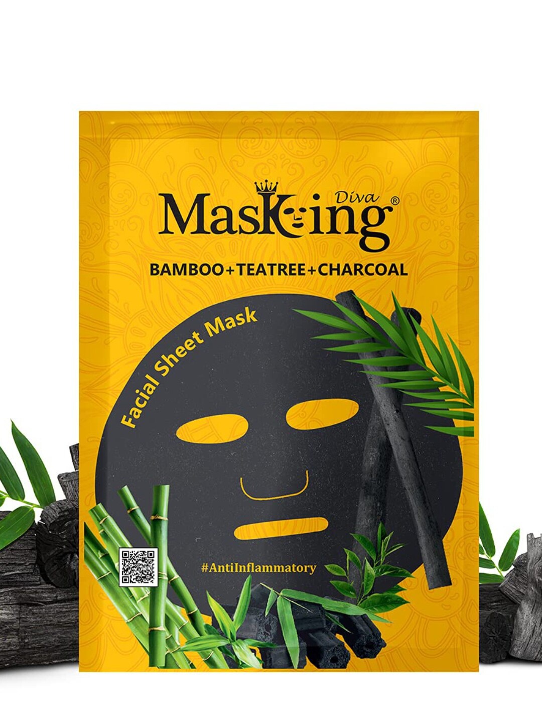 

MasKing Pack Of 4 Women Diva Bamboo Teatree & Charcoal Facial Sheet Mask & Peel 25 ml Each, Multi