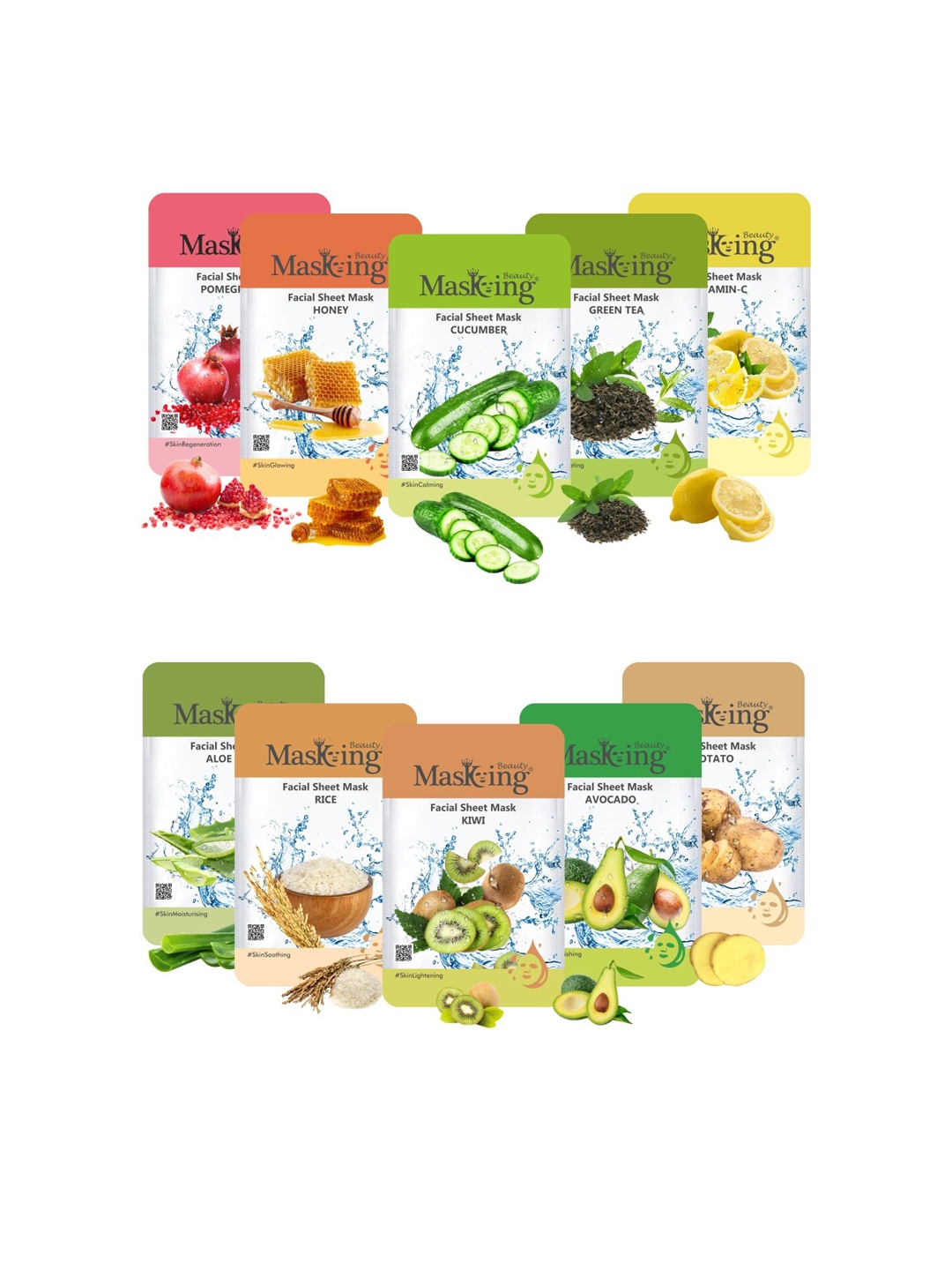 

MasKing Unisex Pack Of 25 Multiscent Facial Sheet Mask, Multi