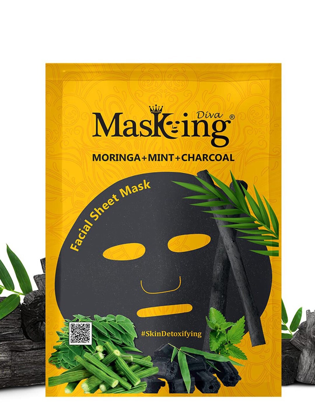 

MasKing Diva Unisex Set Of 4 Moringa Mint & Charcoal Facial Sheet Masks, Multi