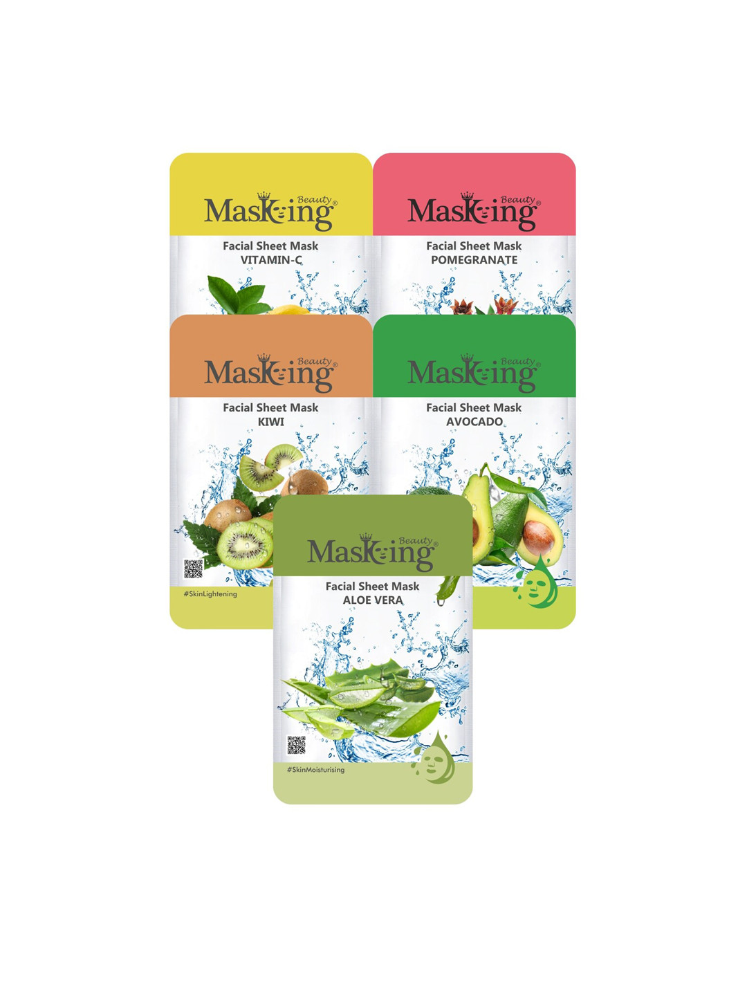 

MasKing Pack of 5 Women Beauty Facial Sheet Mask And Peel - 20 ml Each, Multi