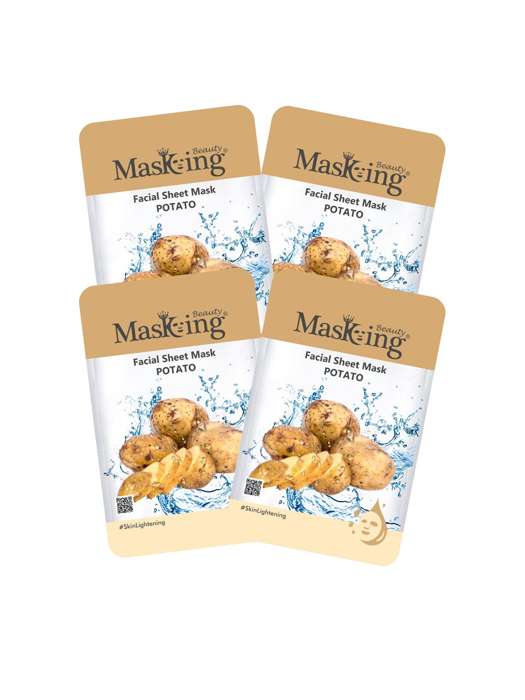 

MasKing Pack of 4 Potato Facial Sheet Masks, Brown