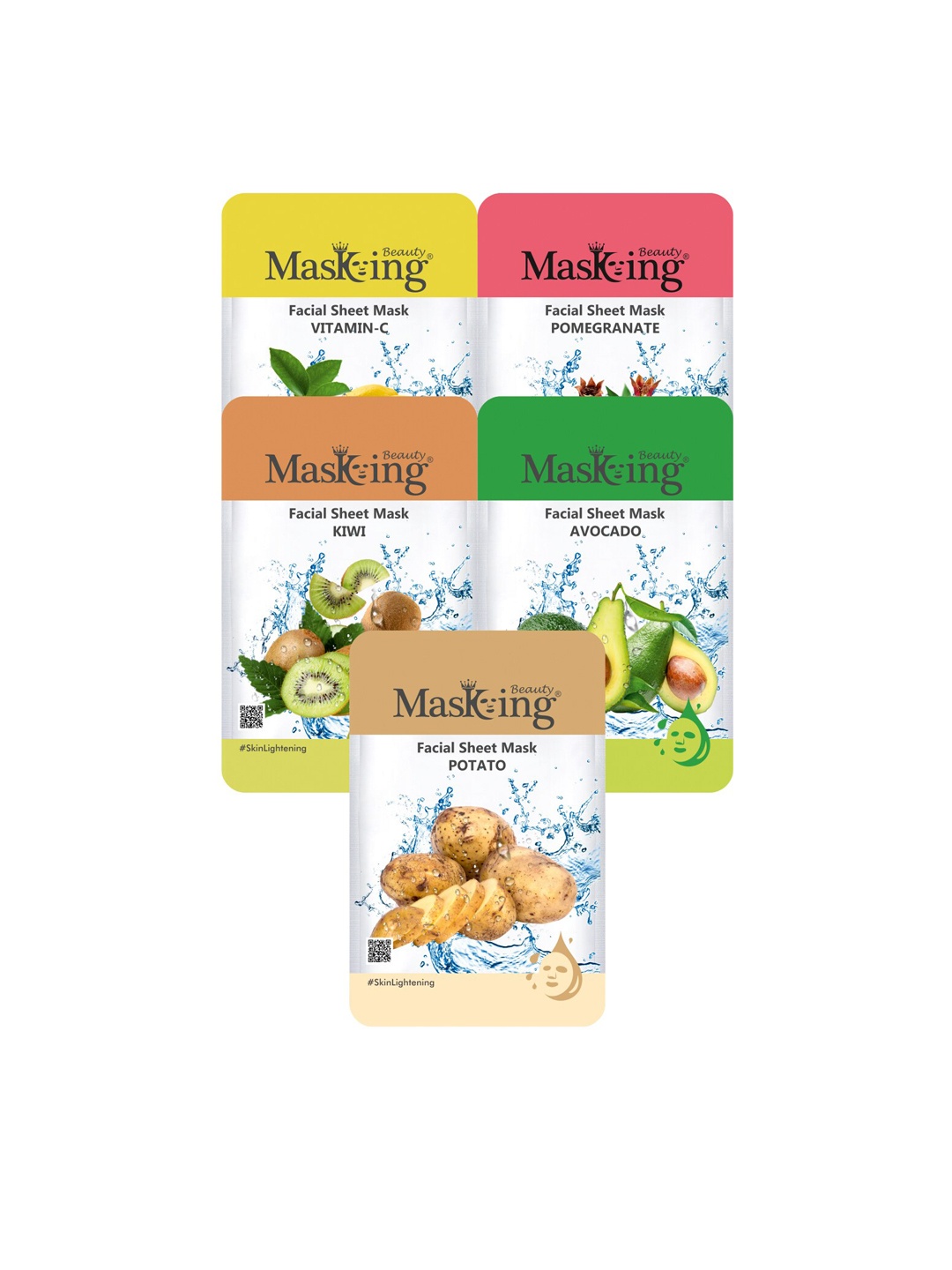 

Masking Beauty Unisex Combo Pack of 5 Facial Sheet Mask 20ml, Multi