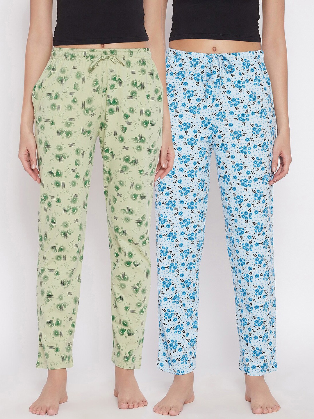 

C9 AIRWEAR Women Pack Of 2 Printed Pure Cotton Lounge Pants, Green