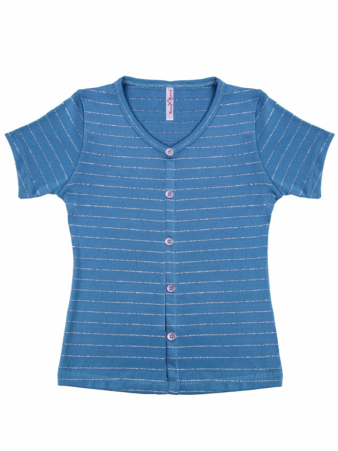 

Hunny Bunny Girls Teal & White Striped Regular Top