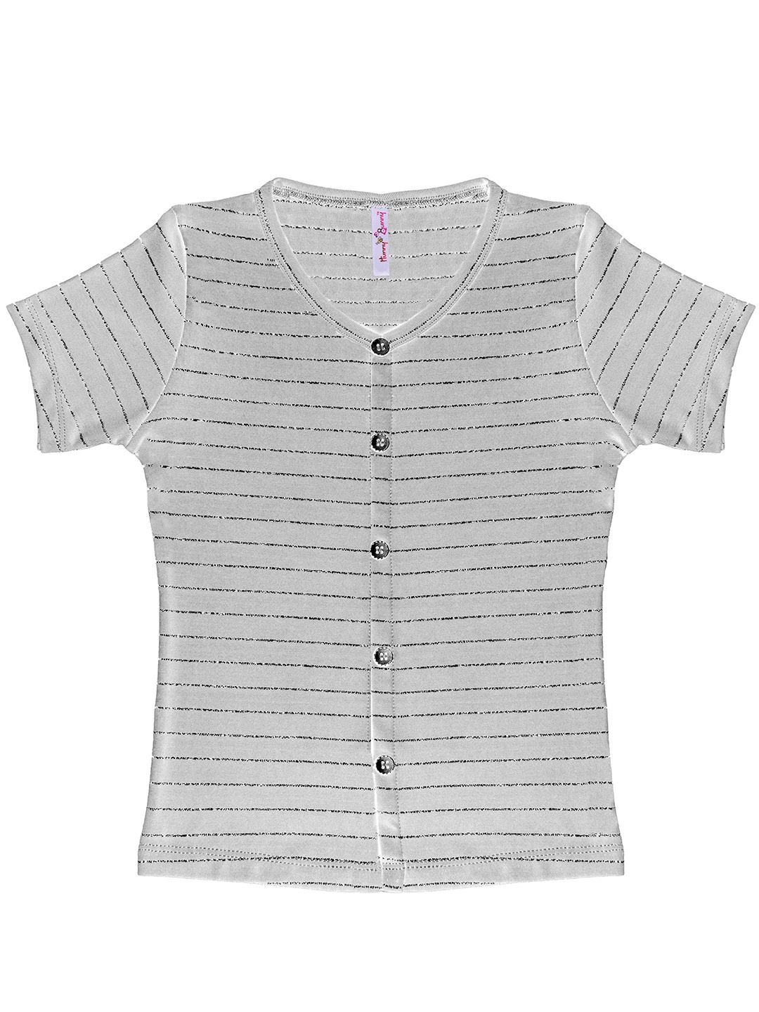 

Hunny Bunny White & Black Striped Regular Top