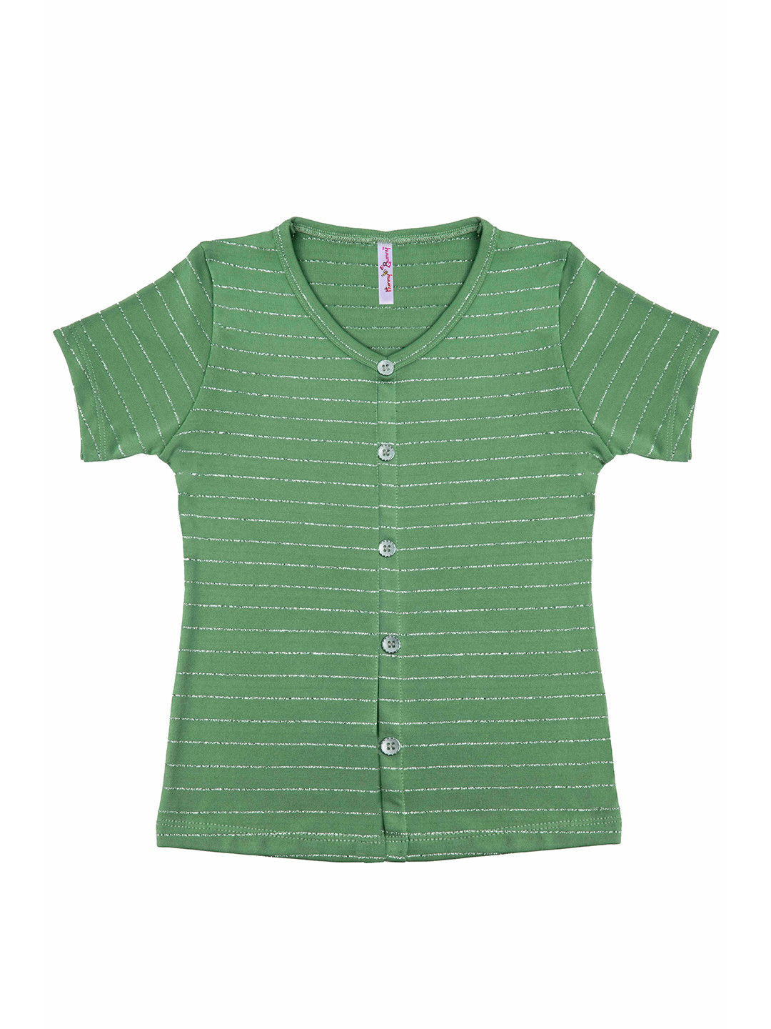 

Hunny Bunny Girls Sea Green Striped Regular Top