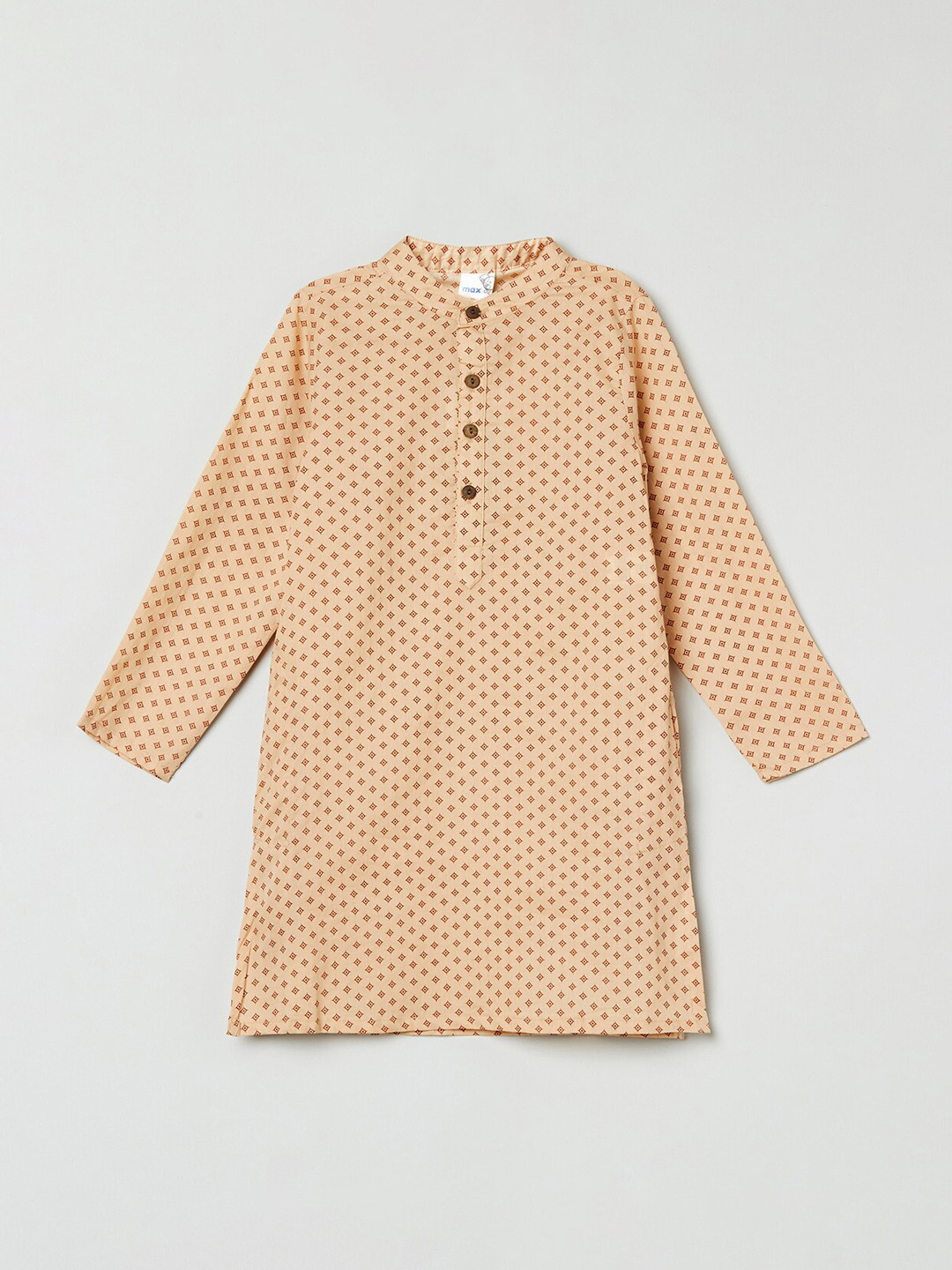 

max Boys Beige & Brown Geometric Printed Kurta