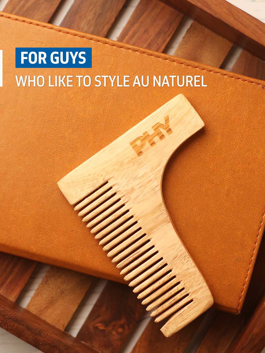 

Phy Men Brown Beard Styling & Shaping Neem Wood Comb
