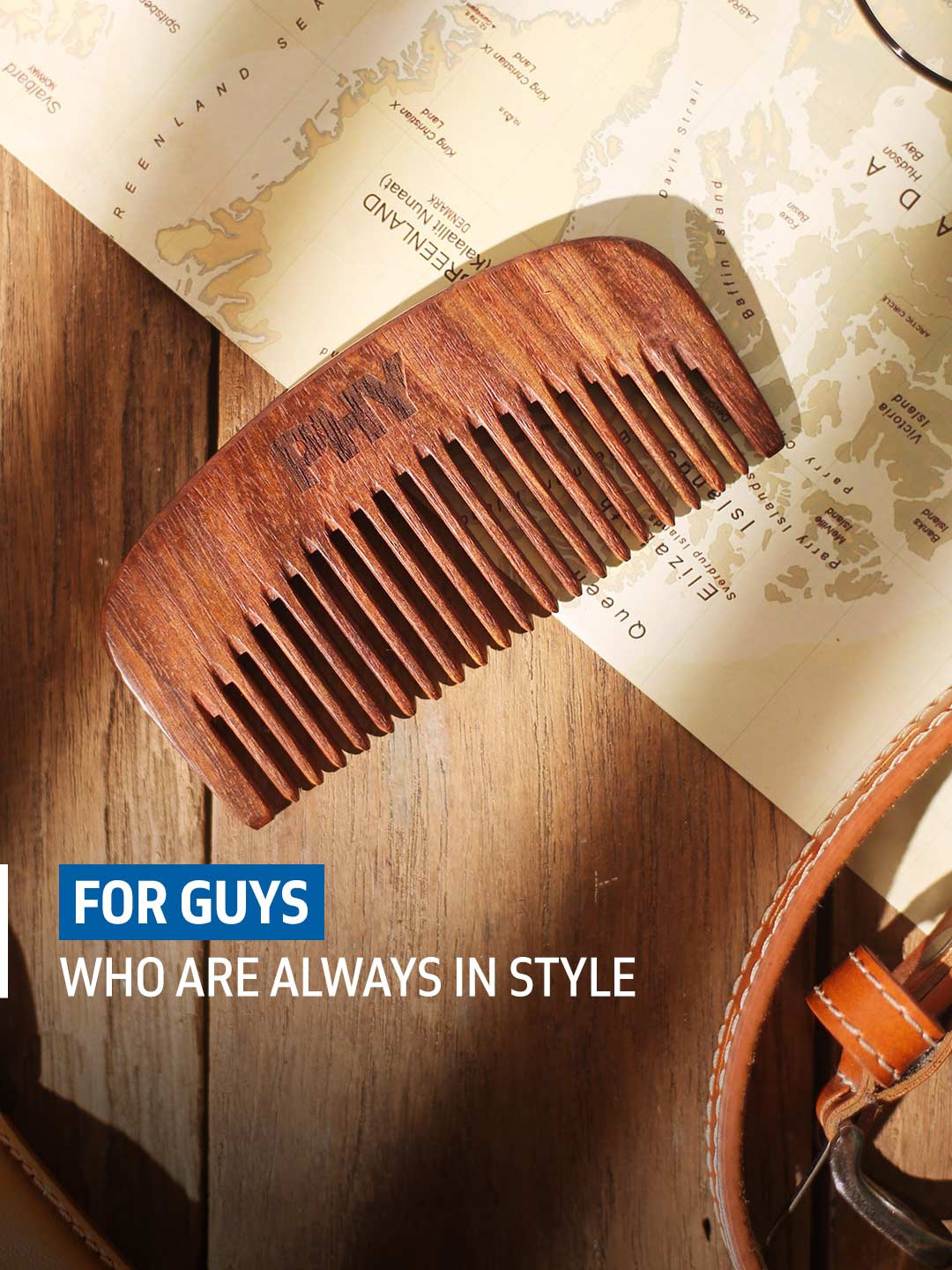 

Phy Men Sheesham Wood Beard Comb, Brown