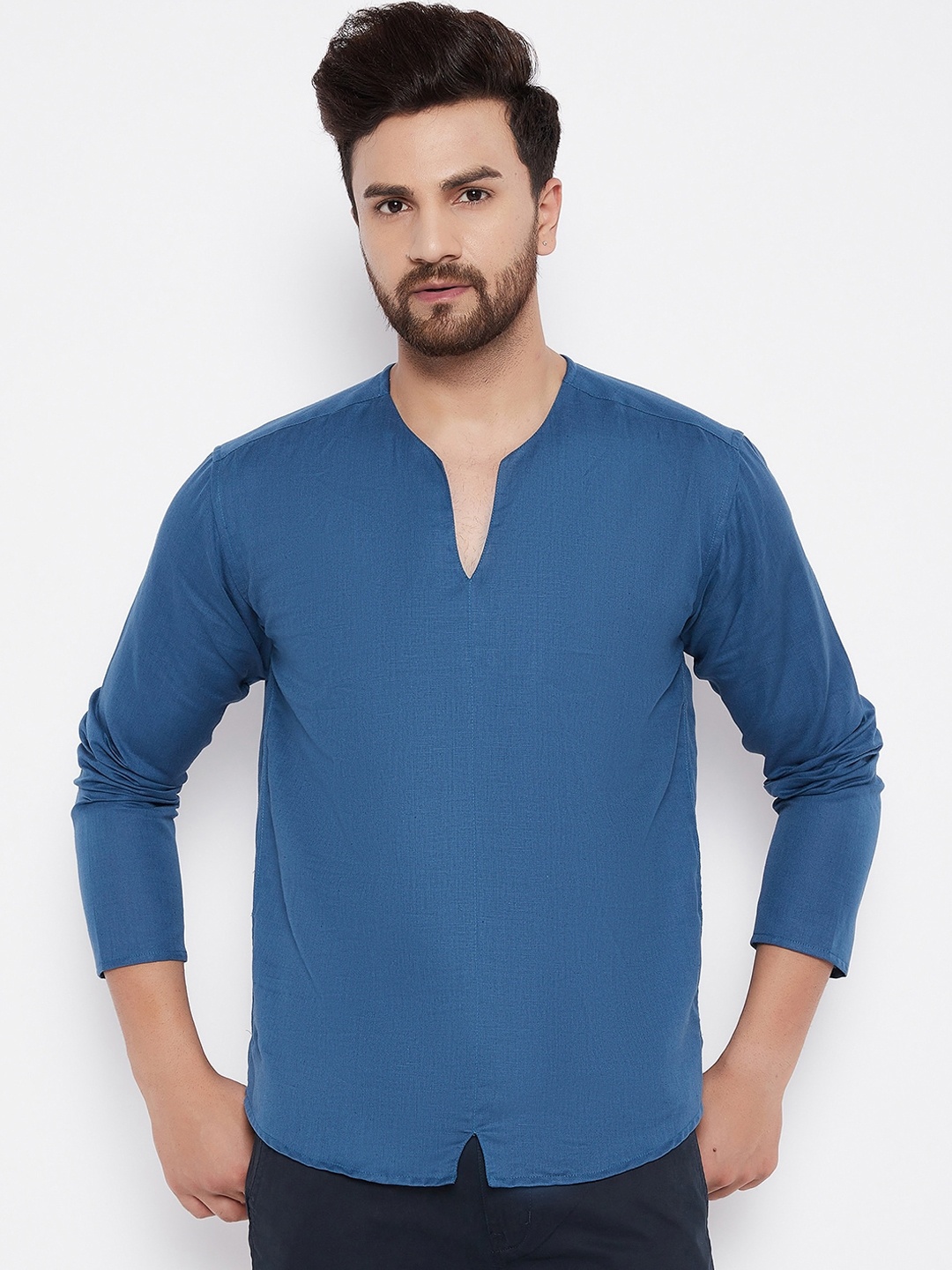 

even Men Blue Dobby Kurta